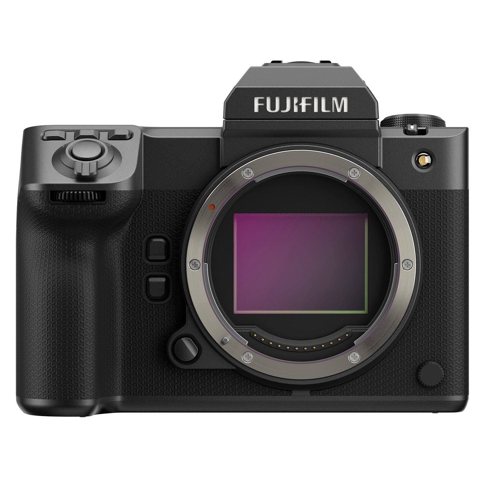 The Fujifilm GFX 100 II, a medium-format mirrorless camera. Medium format is one of the premium tiers that sits above the volume market.