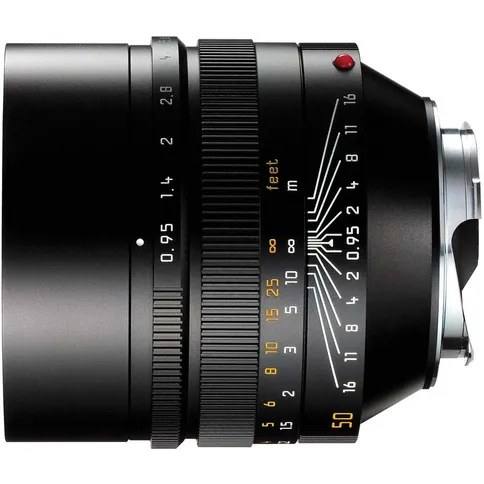 The Leica Noctilux-M 50mm f/0.95 ASPH in black, the fastest aspherical production lens Leica has made.